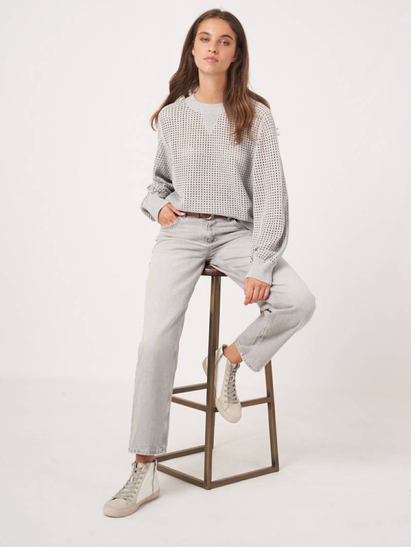 Lochmuster Strickpullover aus Baumwollmischung von REPEAT cashmere