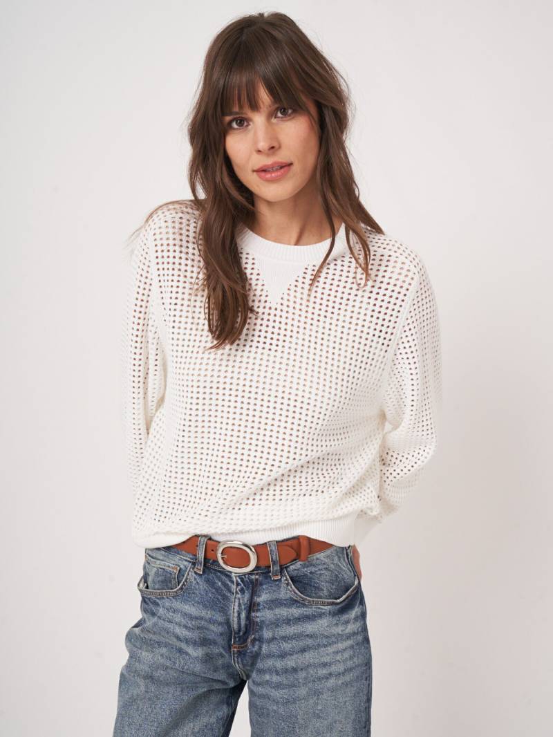 Lochmuster Strickpullover aus Baumwollmischung von REPEAT cashmere