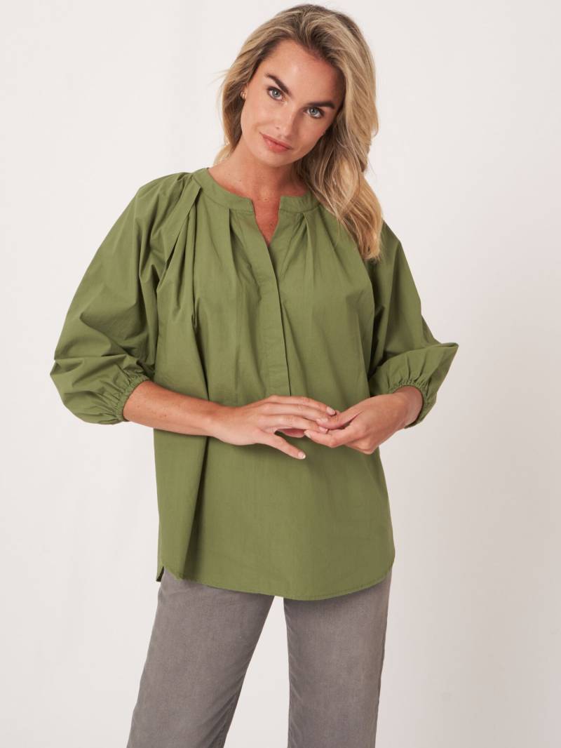 Locker geschnittene Bluse mit 3/4 Raglan-Puffärmeln von REPEAT cashmere
