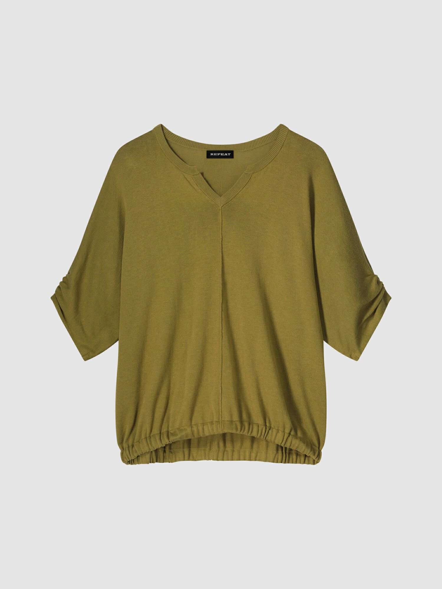 Locker geschnittener Baumwollstrickpullover mit elastischem Saum von REPEAT cashmere