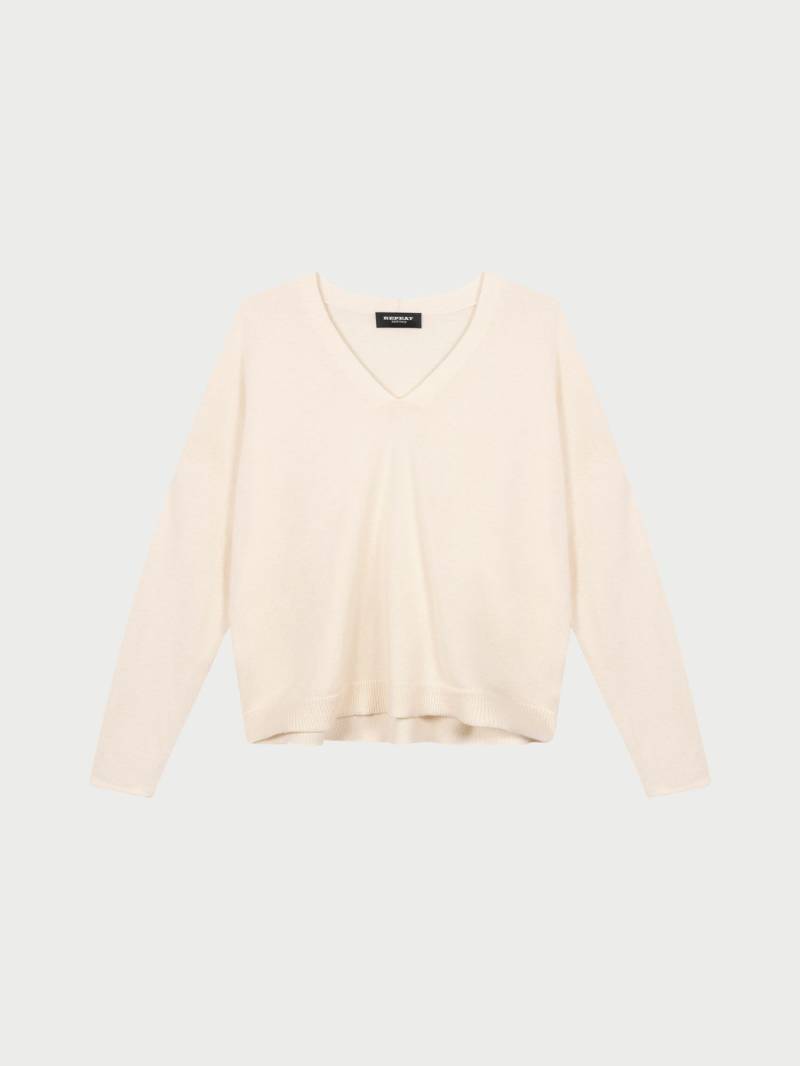 Locker geschnittener Kaschmir-Pullover mit V-Ausschnitt von REPEAT cashmere