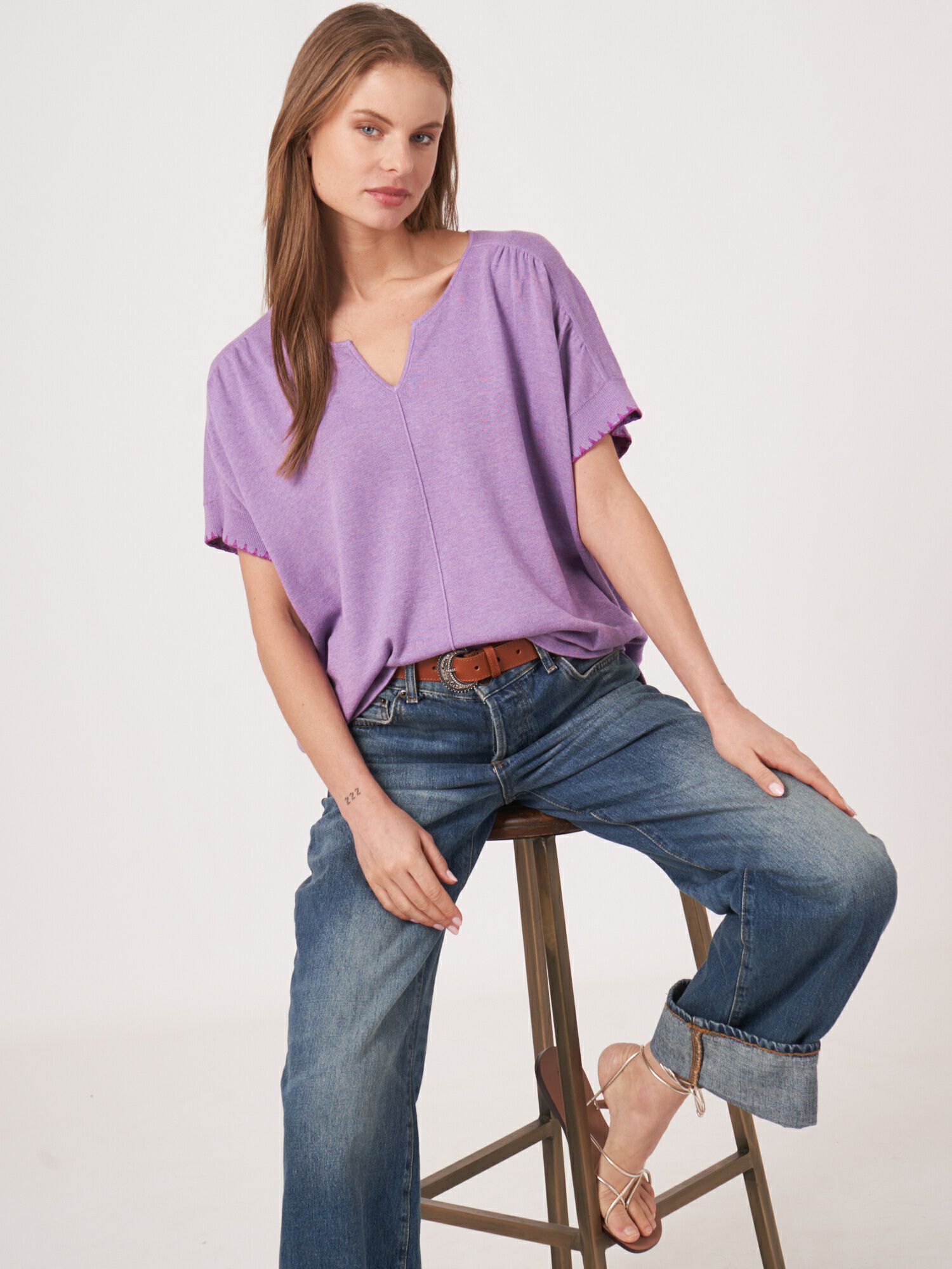 Locker geschnittener Poncho-Pullover aus Baumwollmischung von REPEAT cashmere