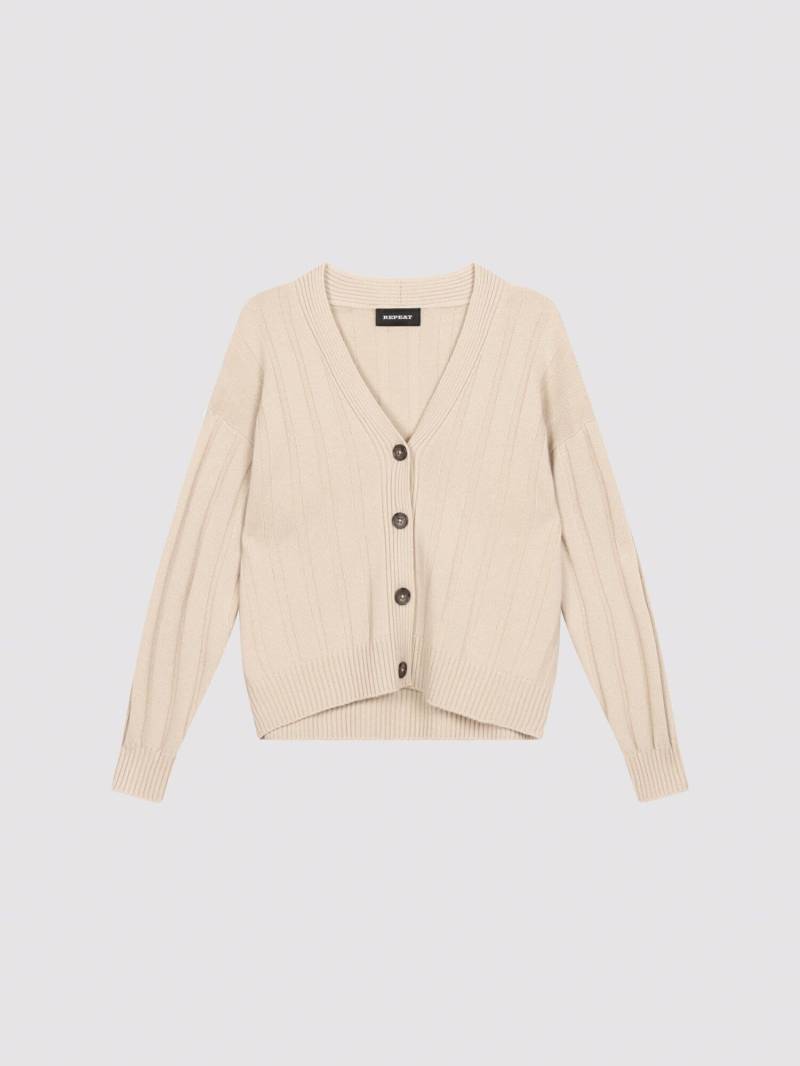Lockere Strickjacke mit V-Ausschnitt und Rippstruktur von REPEAT cashmere
