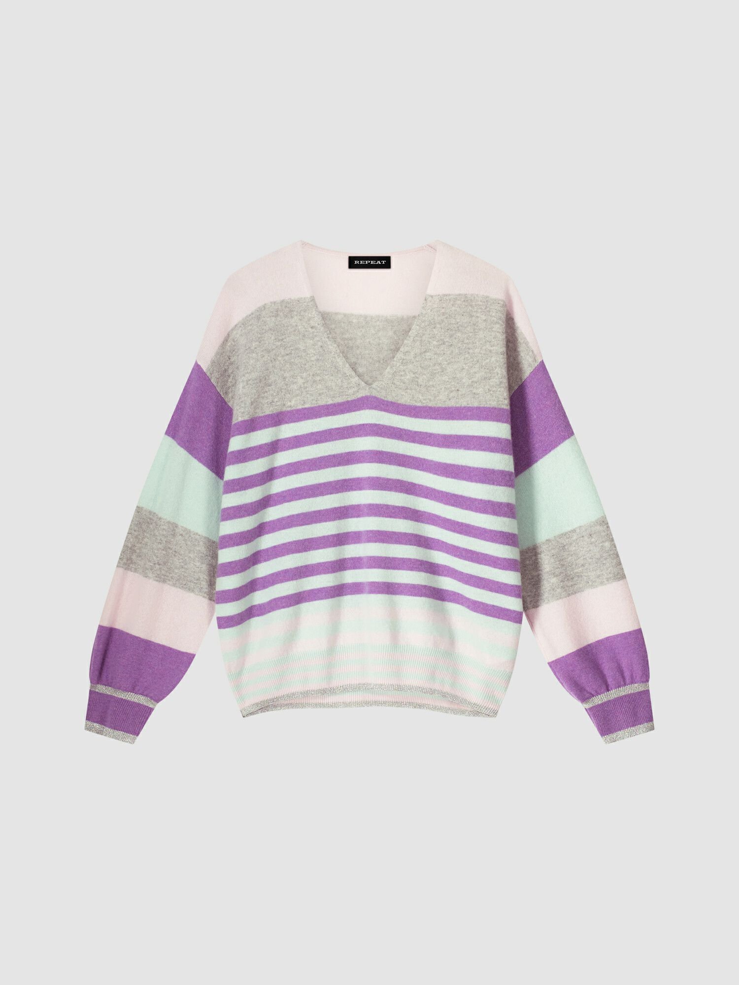Mehrfarbig gestreifter Kaschmir-Pullover von REPEAT cashmere