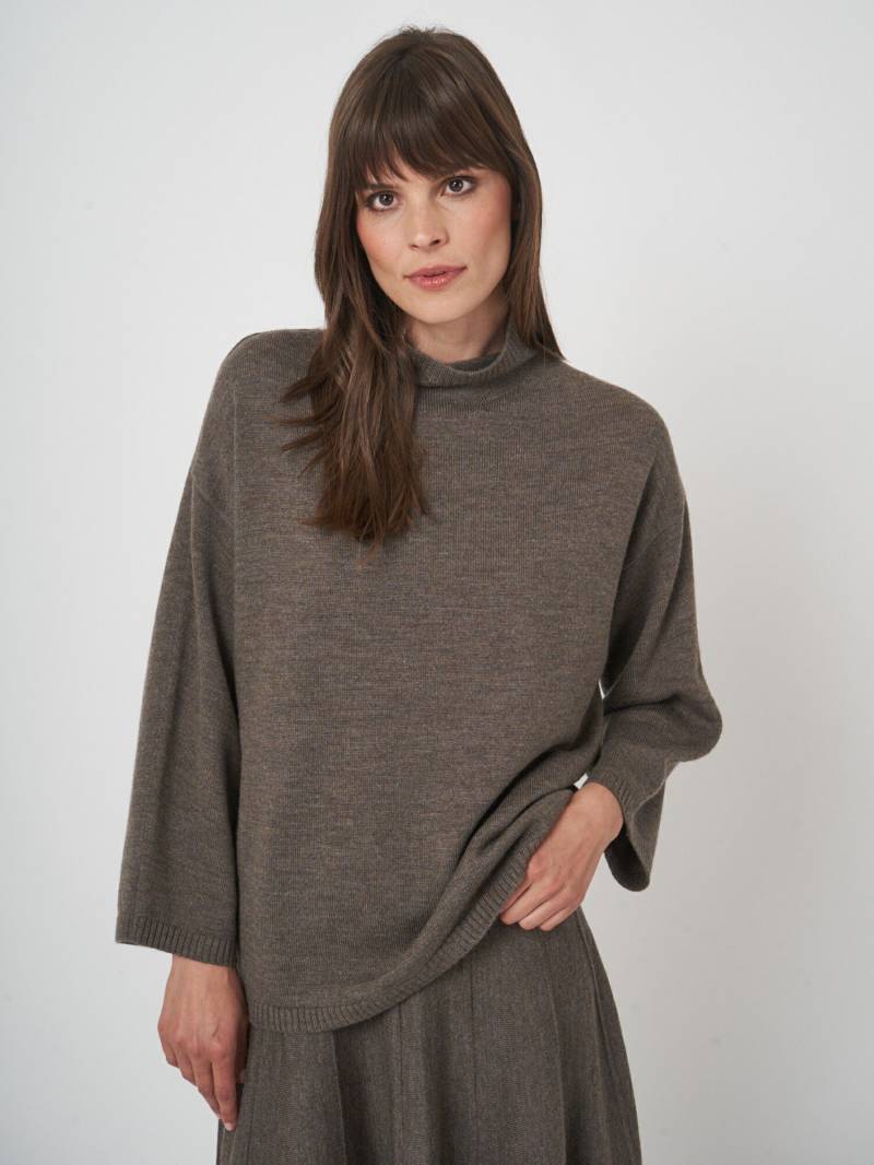 Merinopullover mit 3/4-Ärmeln und Stehkragen von REPEAT cashmere