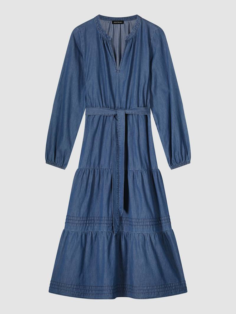 Mittellanges Denim-Stufenkleid von REPEAT cashmere