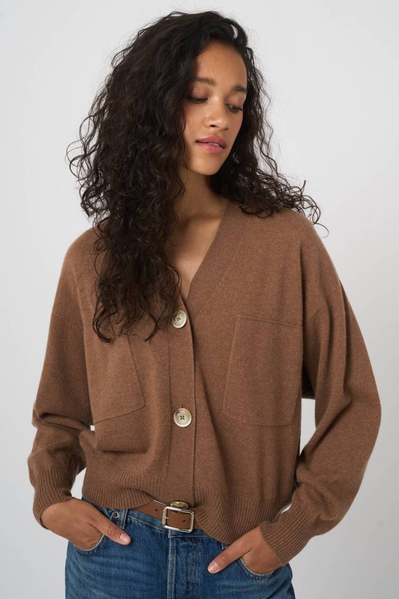 Nahtloser V-Neck-Cardigan aus Bio-Kaschmir von REPEAT cashmere