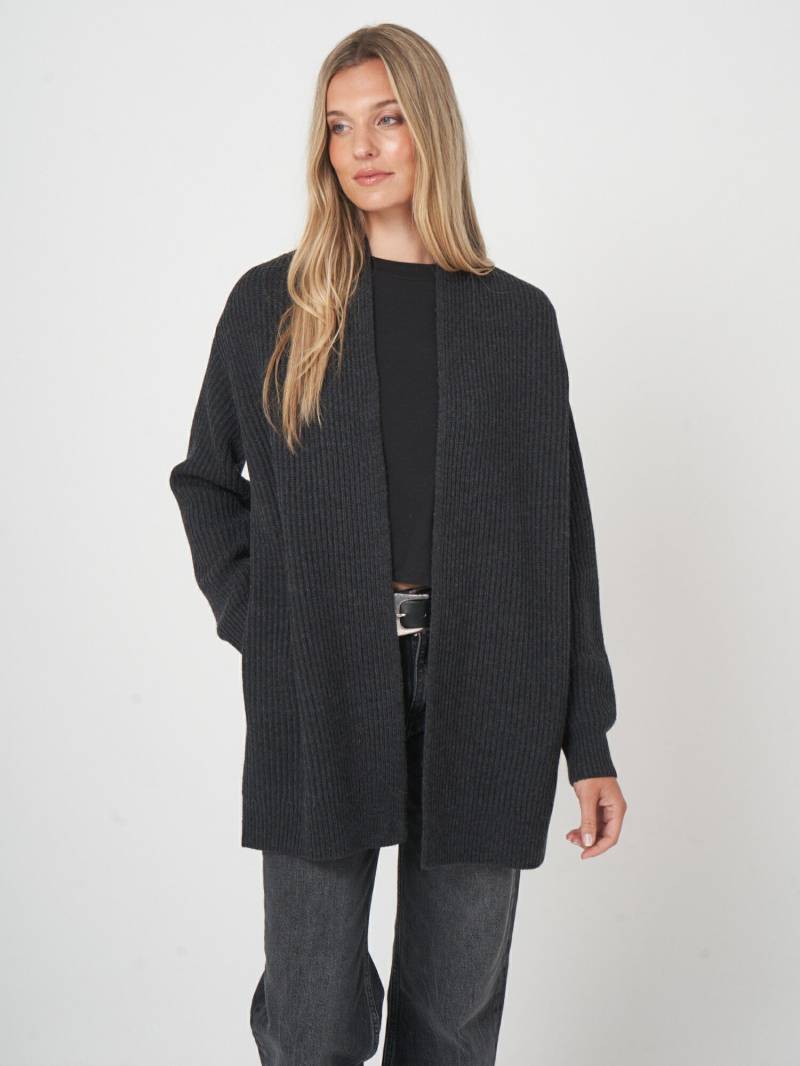 Offene Rippstrick-Strickjacke aus Merinowolle von REPEAT cashmere