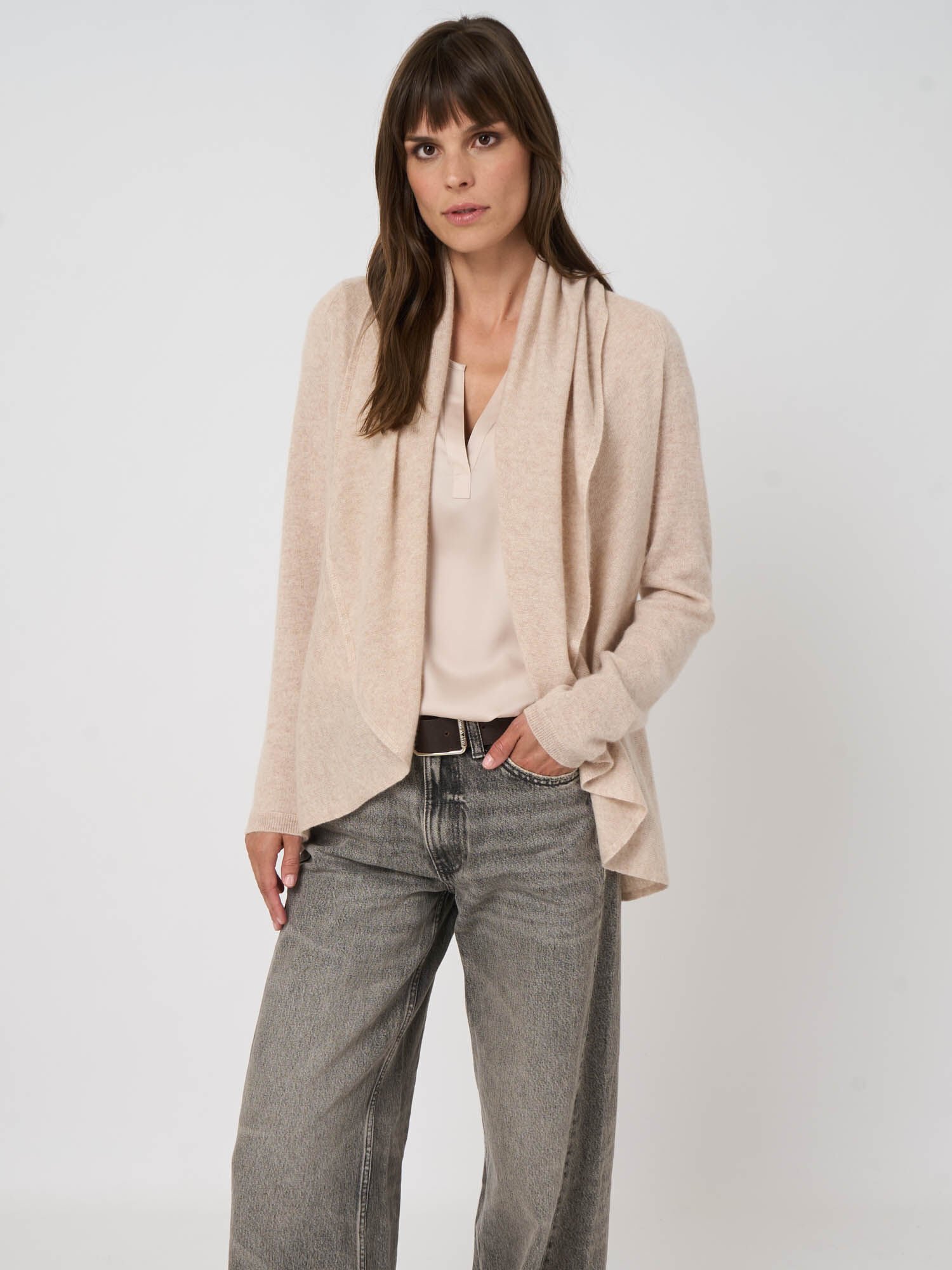 Offene Strickjacke mit Schalkragen aus Bio-Kaschmir von REPEAT cashmere