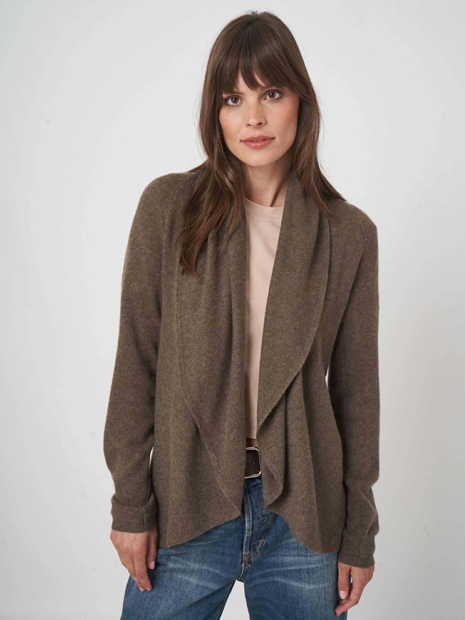 Offene Strickjacke mit Schalkragen aus Bio-Kaschmir von REPEAT cashmere