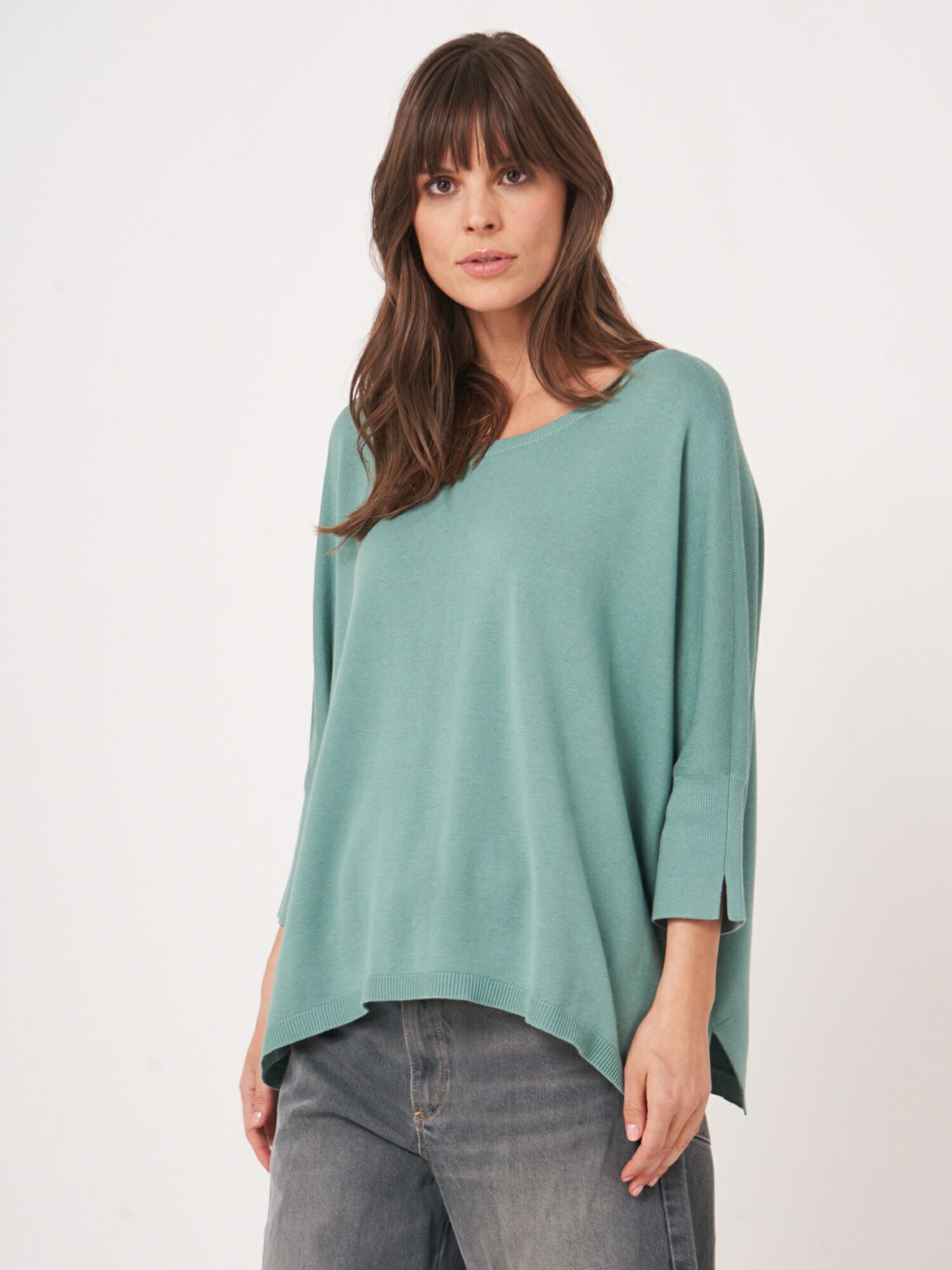 Oversize Poncho-Pullover aus Baumwollmischung von REPEAT cashmere
