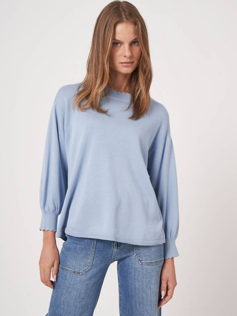 Pullover aus Baumwollmischung mit gewelltem am Saum von REPEAT cashmere