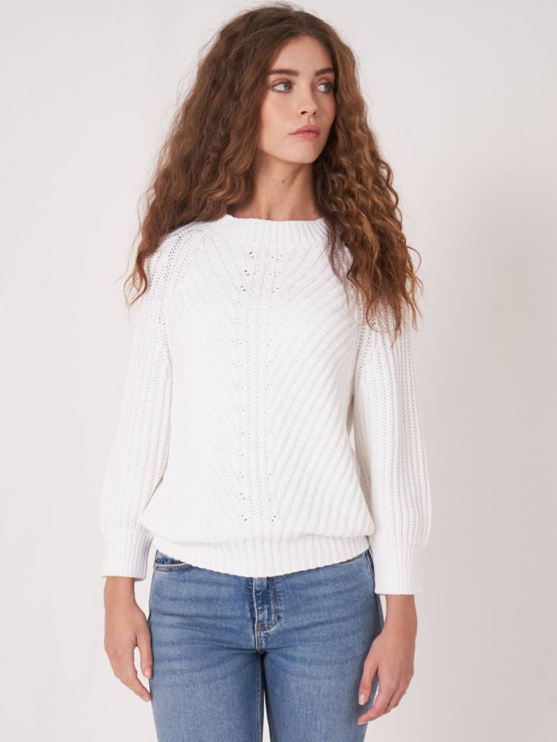 Pullover aus grobem Rippenstrick mit kurzen Puffärmeln von REPEAT cashmere
