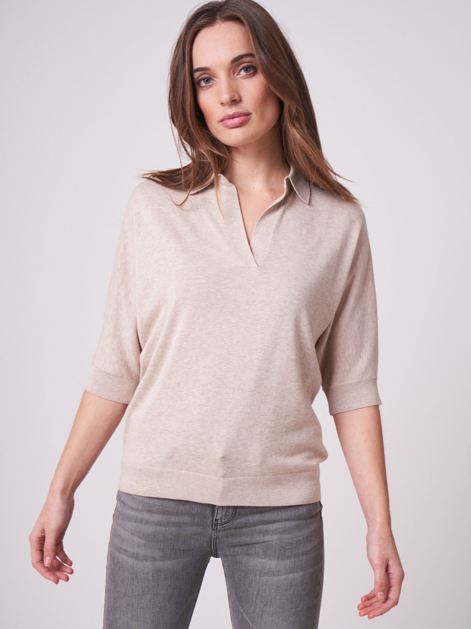 Pullover mit Polokragen aus Baumwollmischung von REPEAT cashmere