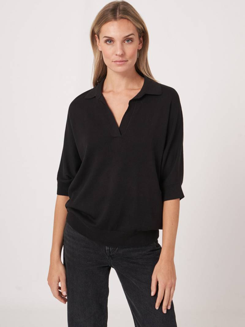 Pullover mit Polokragen aus Baumwollmischung von REPEAT cashmere