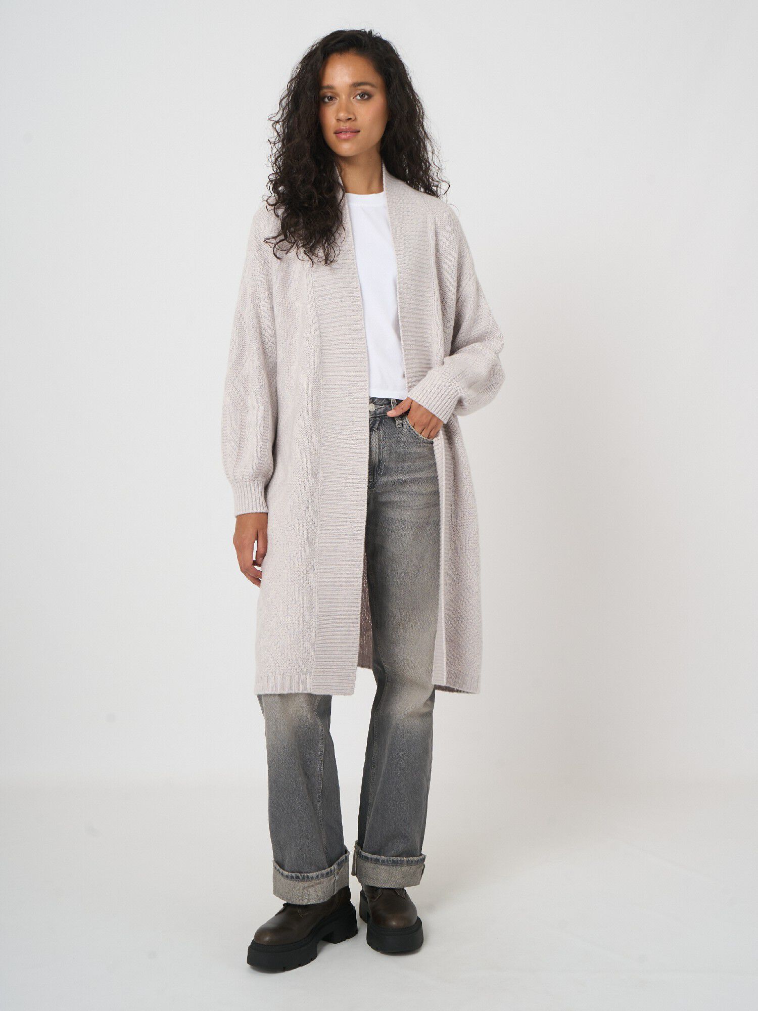 REPEAT Limited Edition - offener Cardigan mit Puffärmeln von REPEAT cashmere