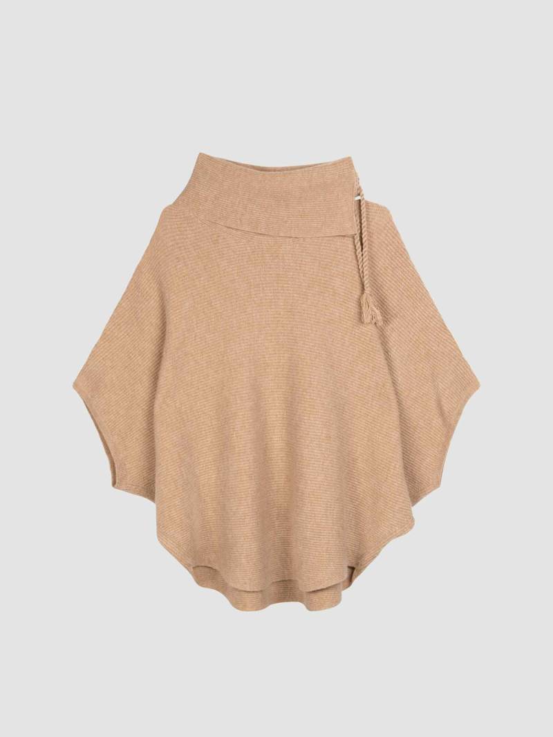 Rippstrick-Poncho mit weitem Rollkragen von REPEAT cashmere