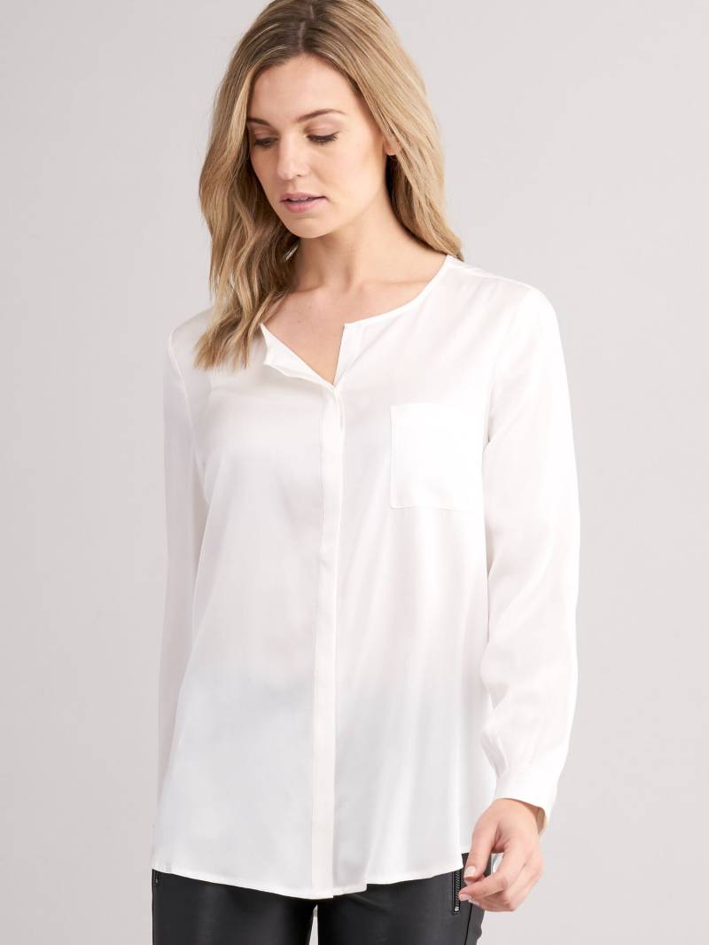 Seidenbluse mit geschlitztem Ausschnitt von REPEAT cashmere