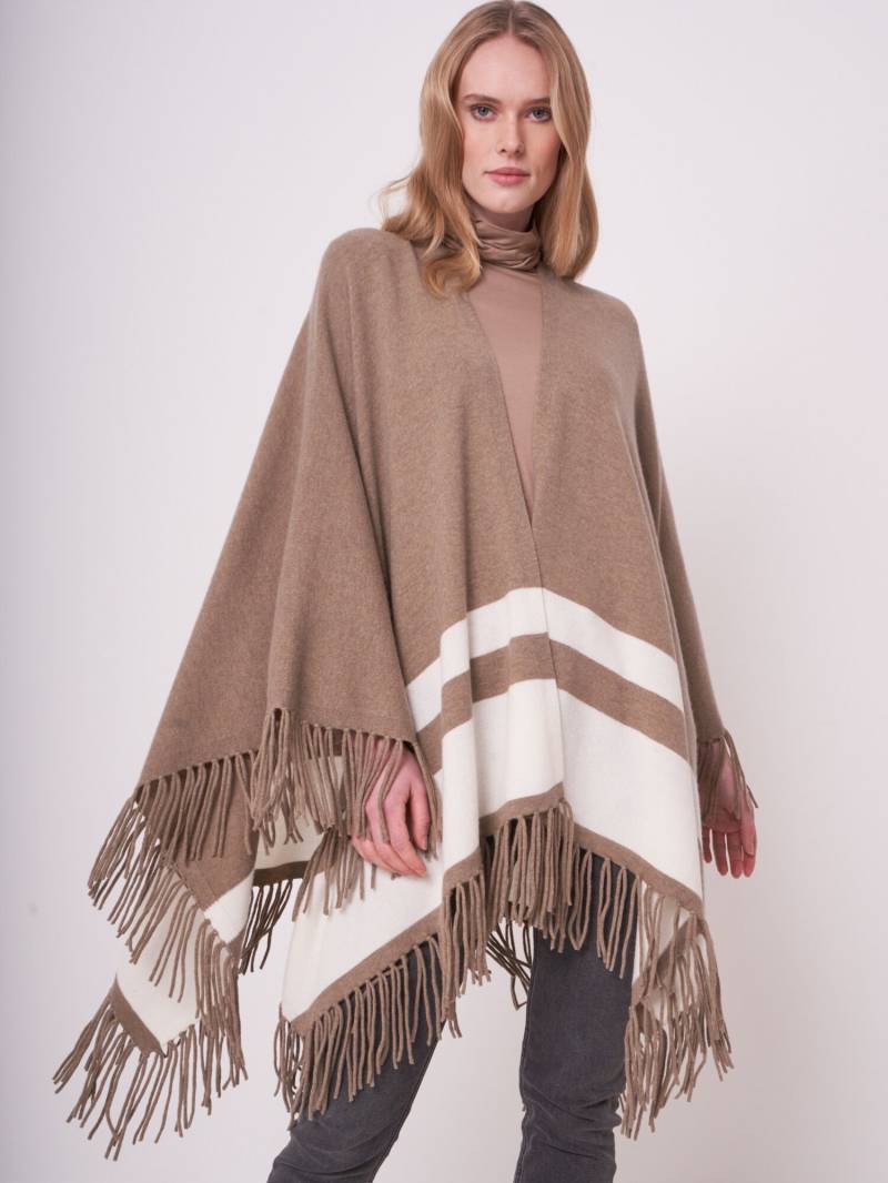 Strick-Cape aus Kaschmirmischung mit Streifen und Fransen von REPEAT cashmere