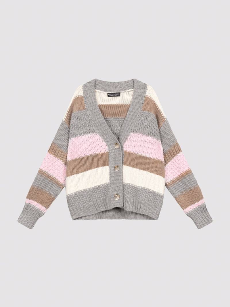 Strick-Cardigan mit Struktur und Streifen aus Kaschmir-Mix von REPEAT cashmere