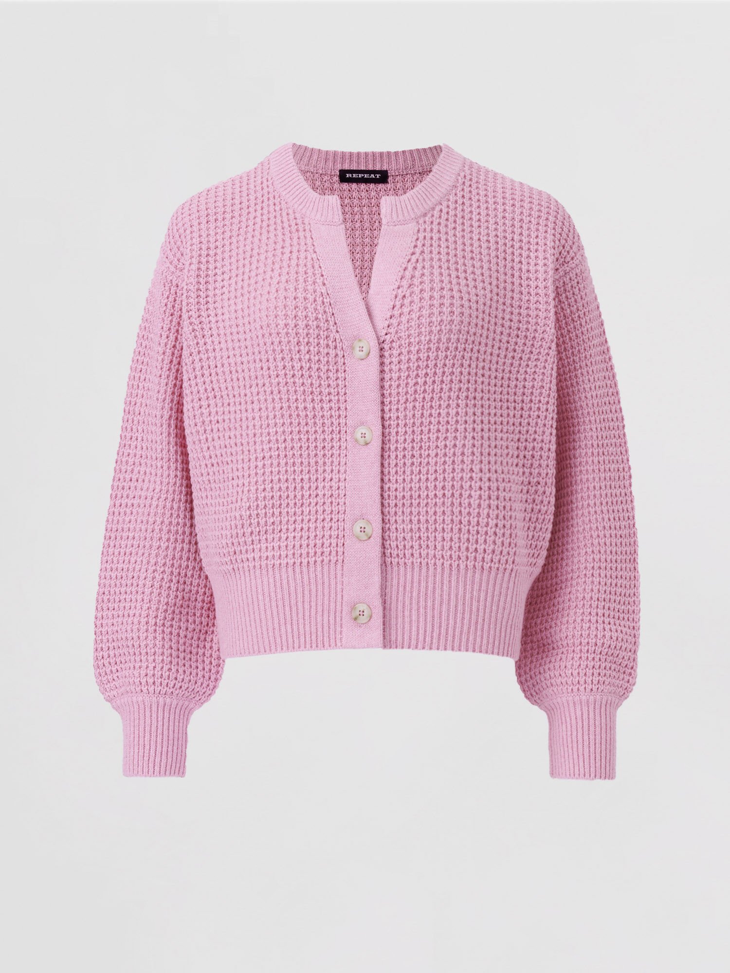 Strickjacke aus grobem Rippenstrick mit Puffärmeln von REPEAT cashmere