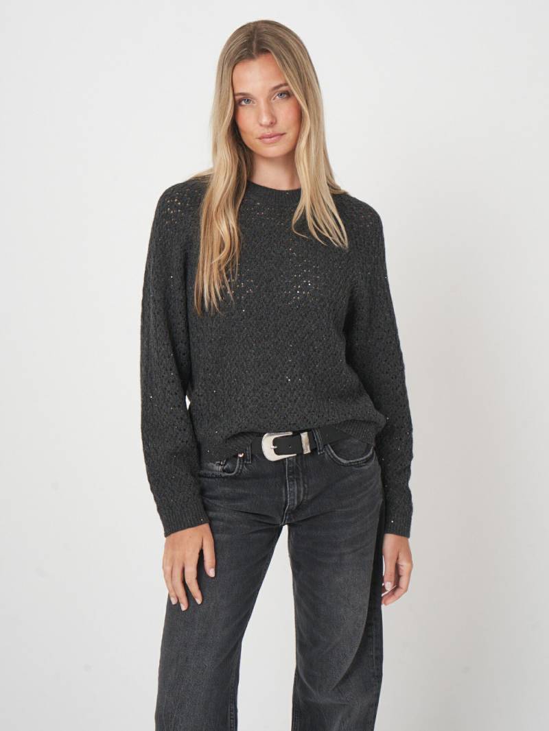 Strickpullover mit Mini-Pailletten und Pointelle-Muster von REPEAT cashmere