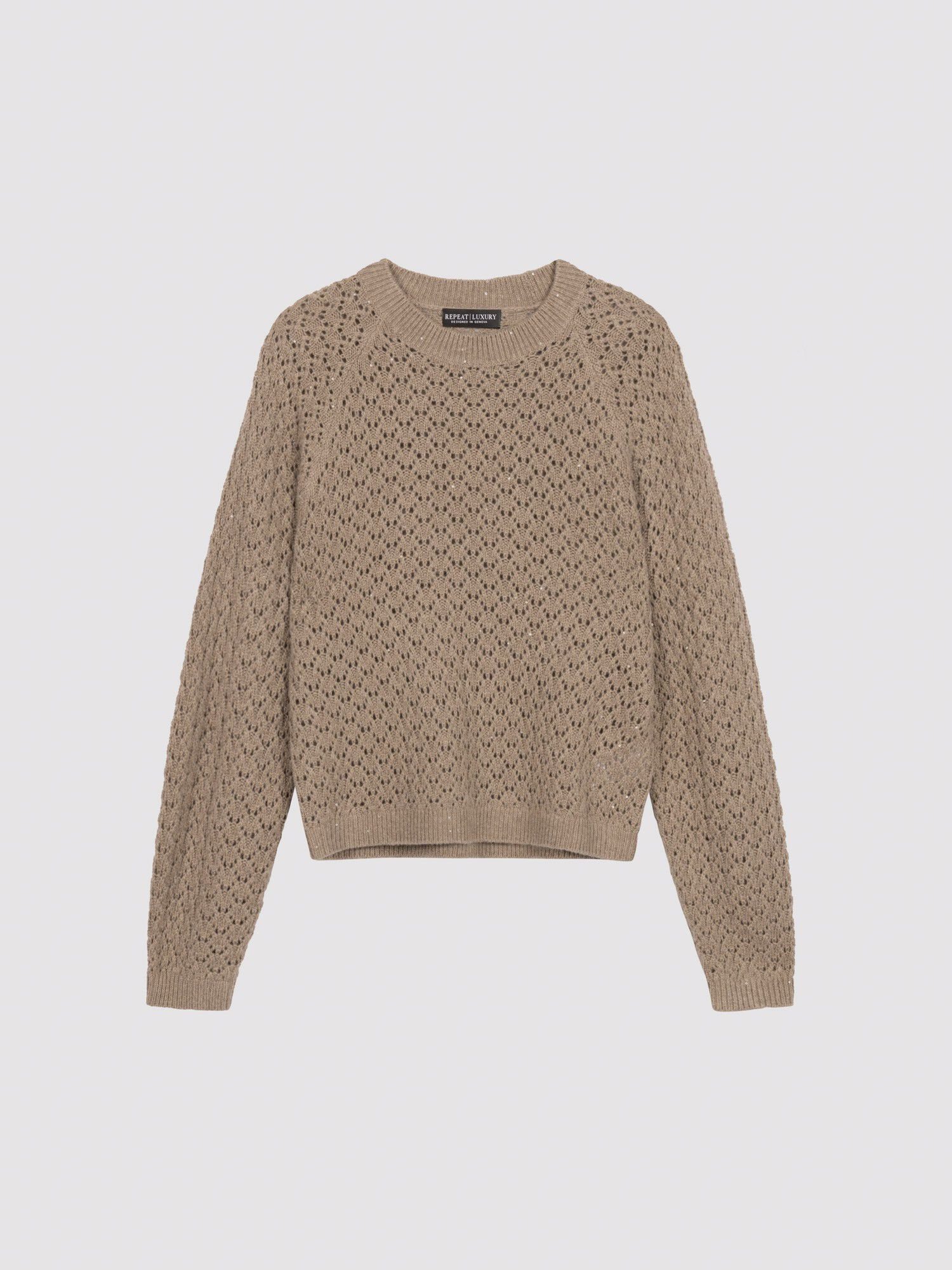 Strickpullover mit Mini-Pailletten und Pointelle-Muster von REPEAT cashmere