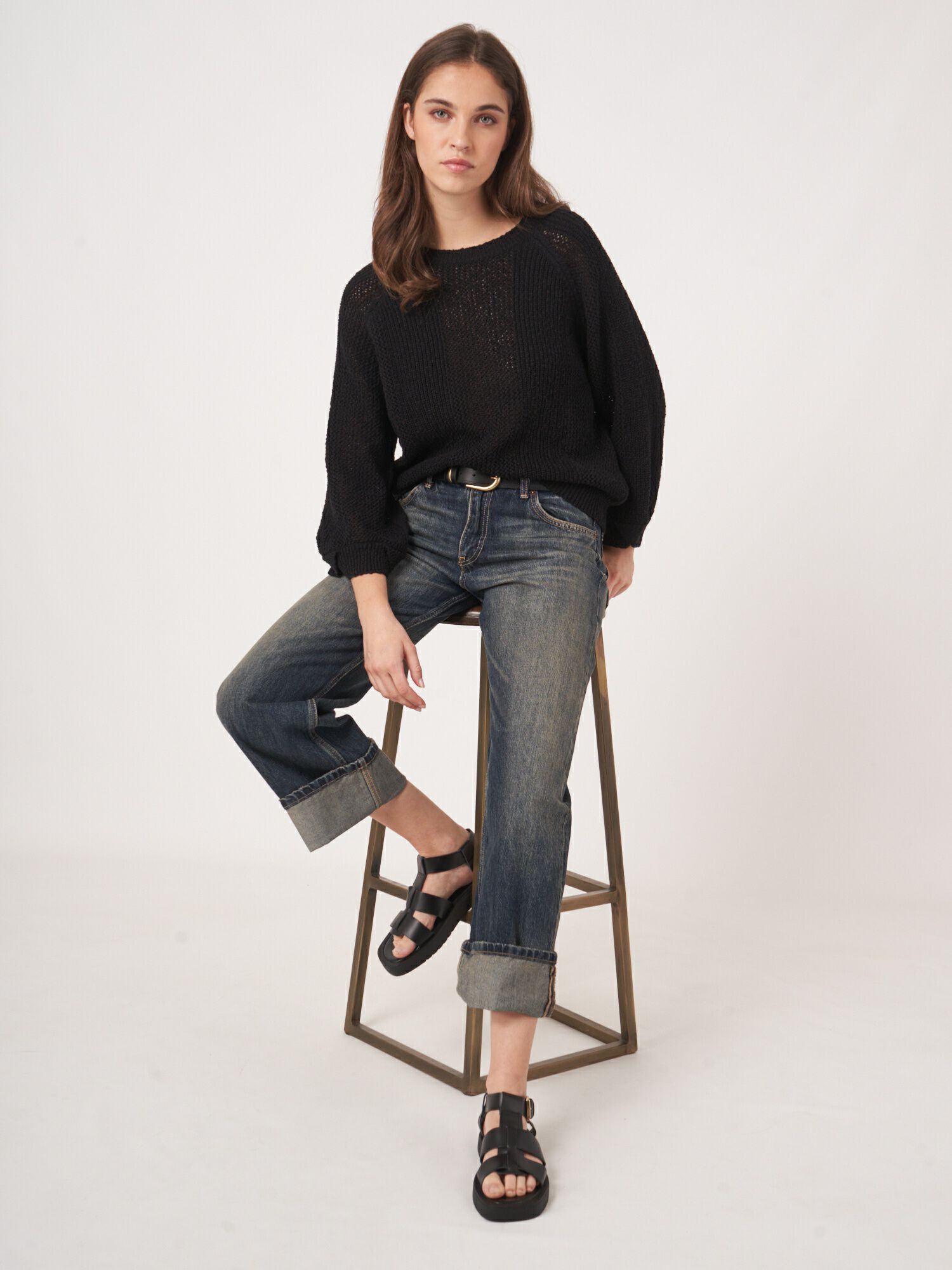 Strukturierter Pullover mit Lochmuster aus reiner Baumwolle von REPEAT cashmere