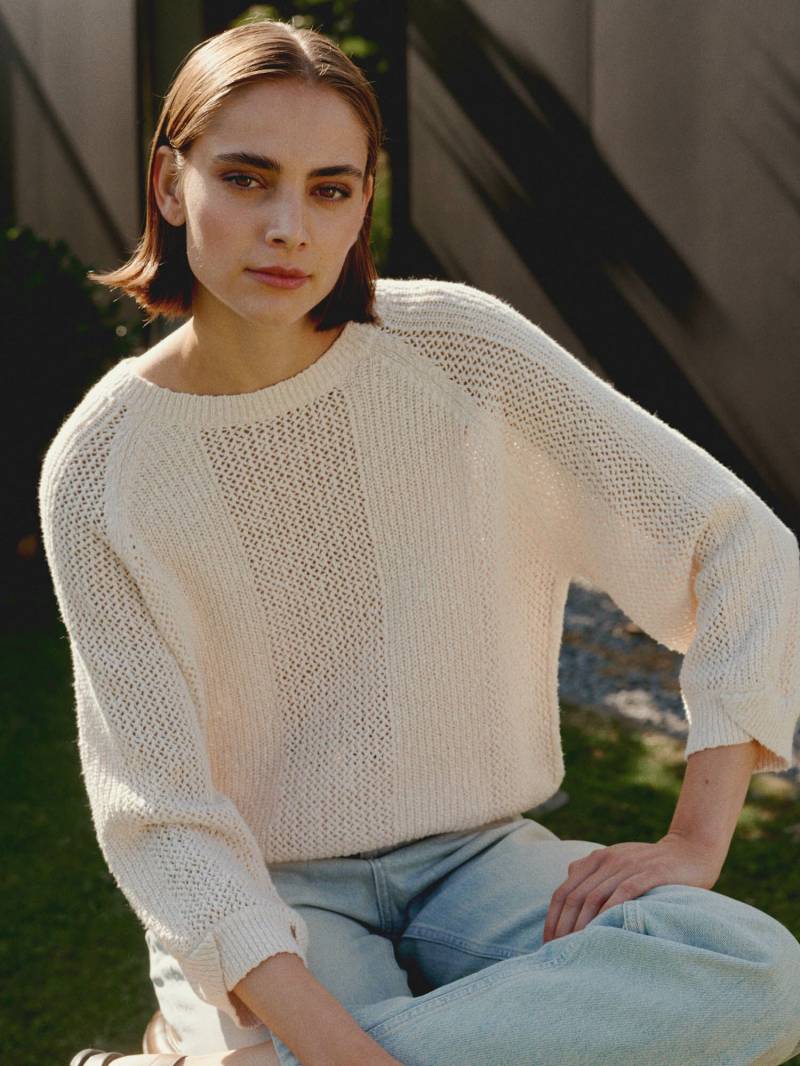 Strukturierter Pullover mit Lochmuster aus reiner Baumwolle von REPEAT cashmere