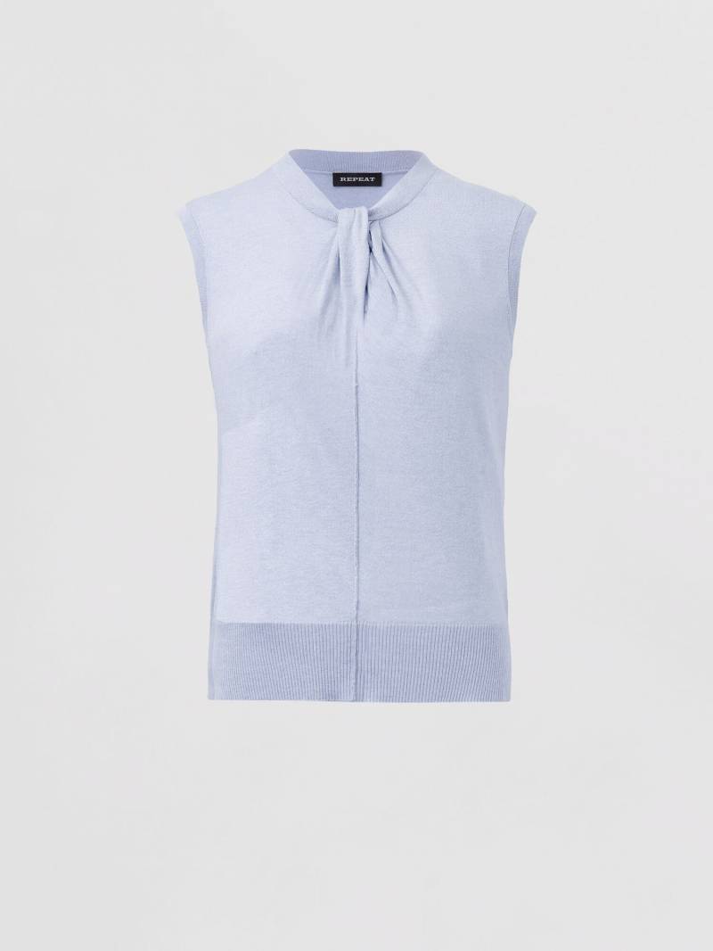Superfein gestricktes Kaschmir-Seidenoberteil mit Ausschnitt mit gedrehtem Knotendetail von REPEAT cashmere