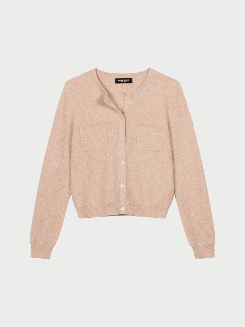 Texturierte Kaschmir-Strickjacke mit Brusttaschen von REPEAT cashmere