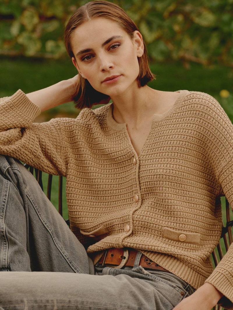 Texturierte Strickjacke aus reiner Baumwolle von REPEAT cashmere