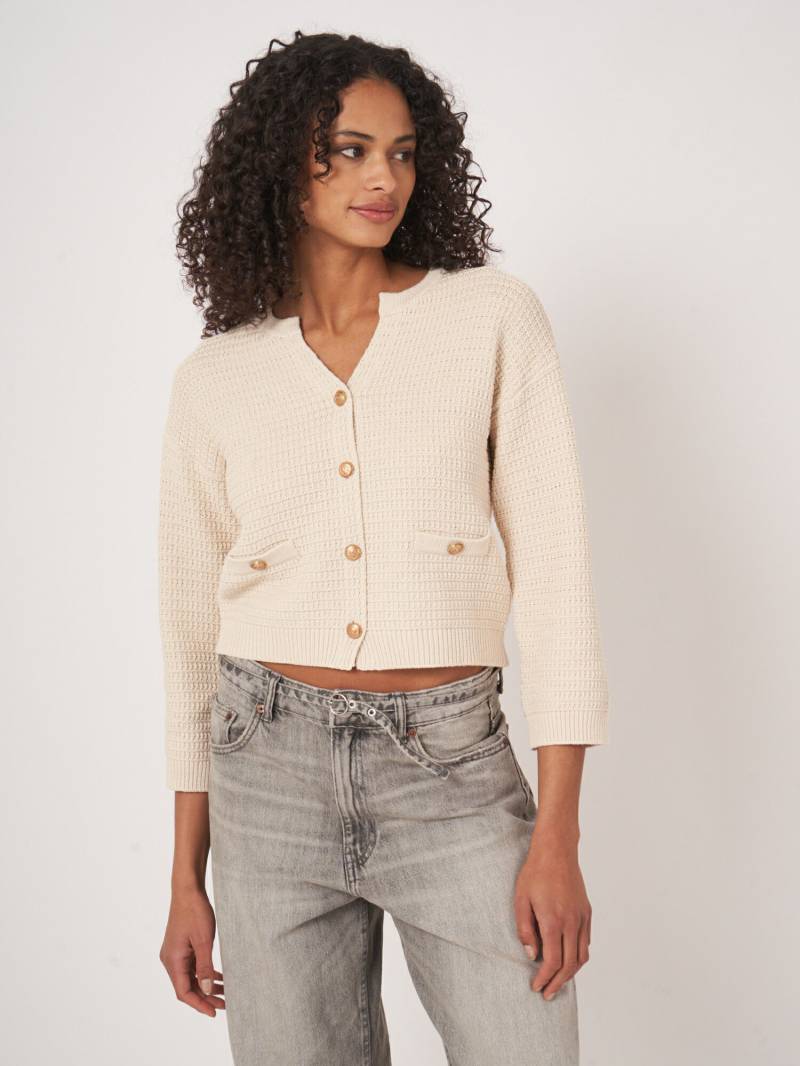 Texturierte Strickjacke aus reiner Baumwolle von REPEAT cashmere