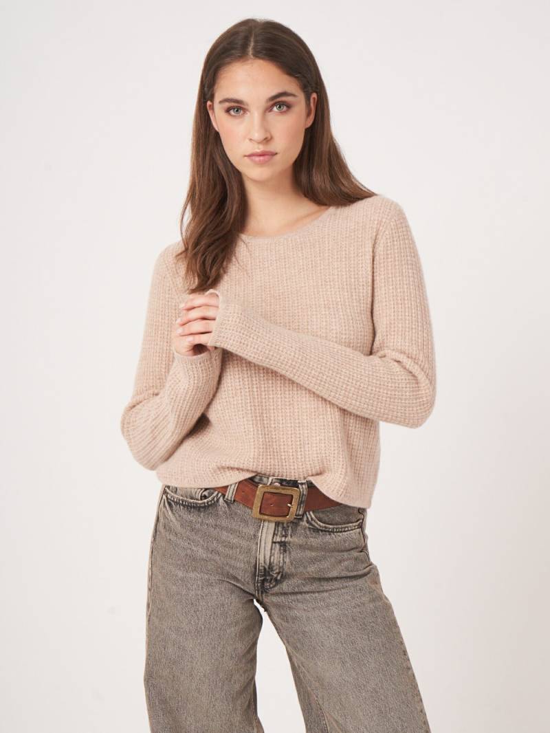 Texturierter Rundhals-Kaschmir-Pullover von REPEAT cashmere