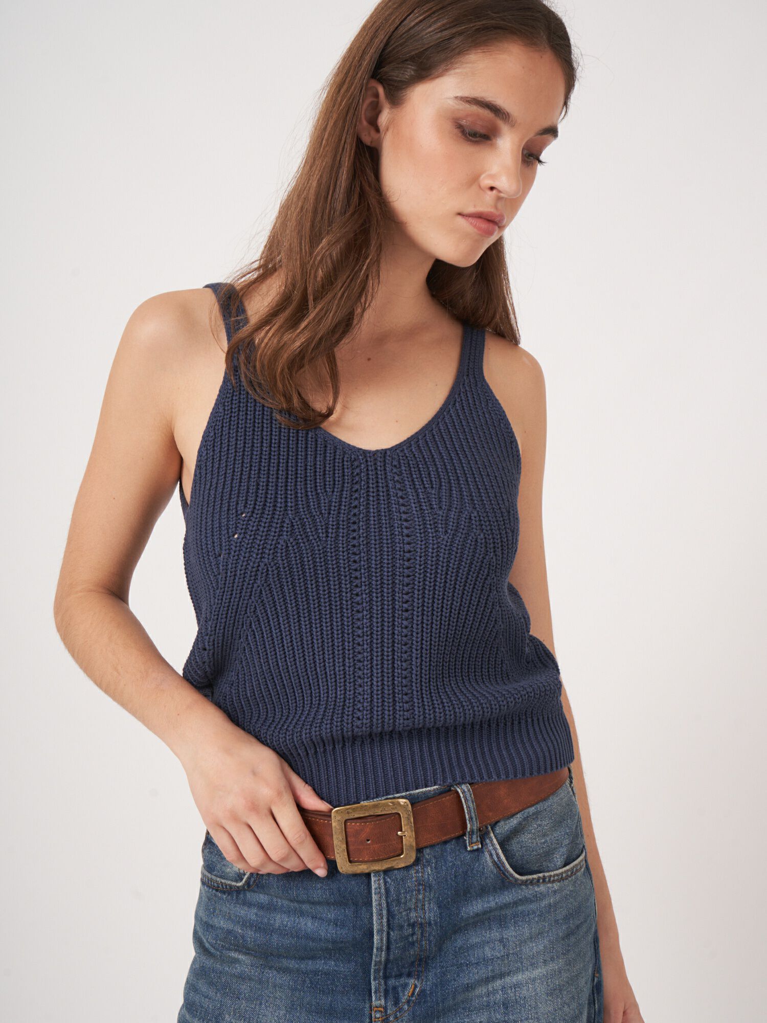 Trägertop aus geripptem Baumwollstrick von REPEAT cashmere