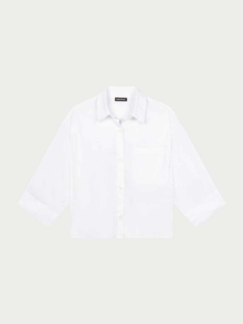 Weiche Popelin-Hemdbluse mit aufgeschlagenen Manschetten von REPEAT cashmere