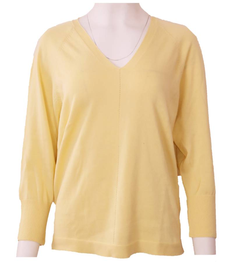 REPEAT Pullover farbenfroher Damen Sommer-Pullover mit Baumwolle Gelb von REPEAT
