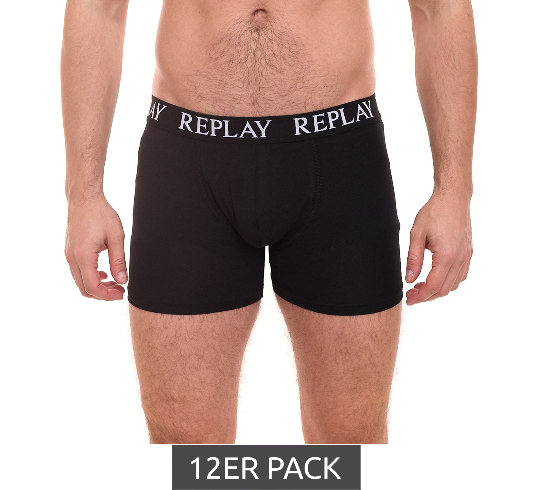 12er Pack REPLAY Herren Retro Boxershorts Baumwoll-Unterwäsche I101102-002 N011 Schwarz von REPLAY