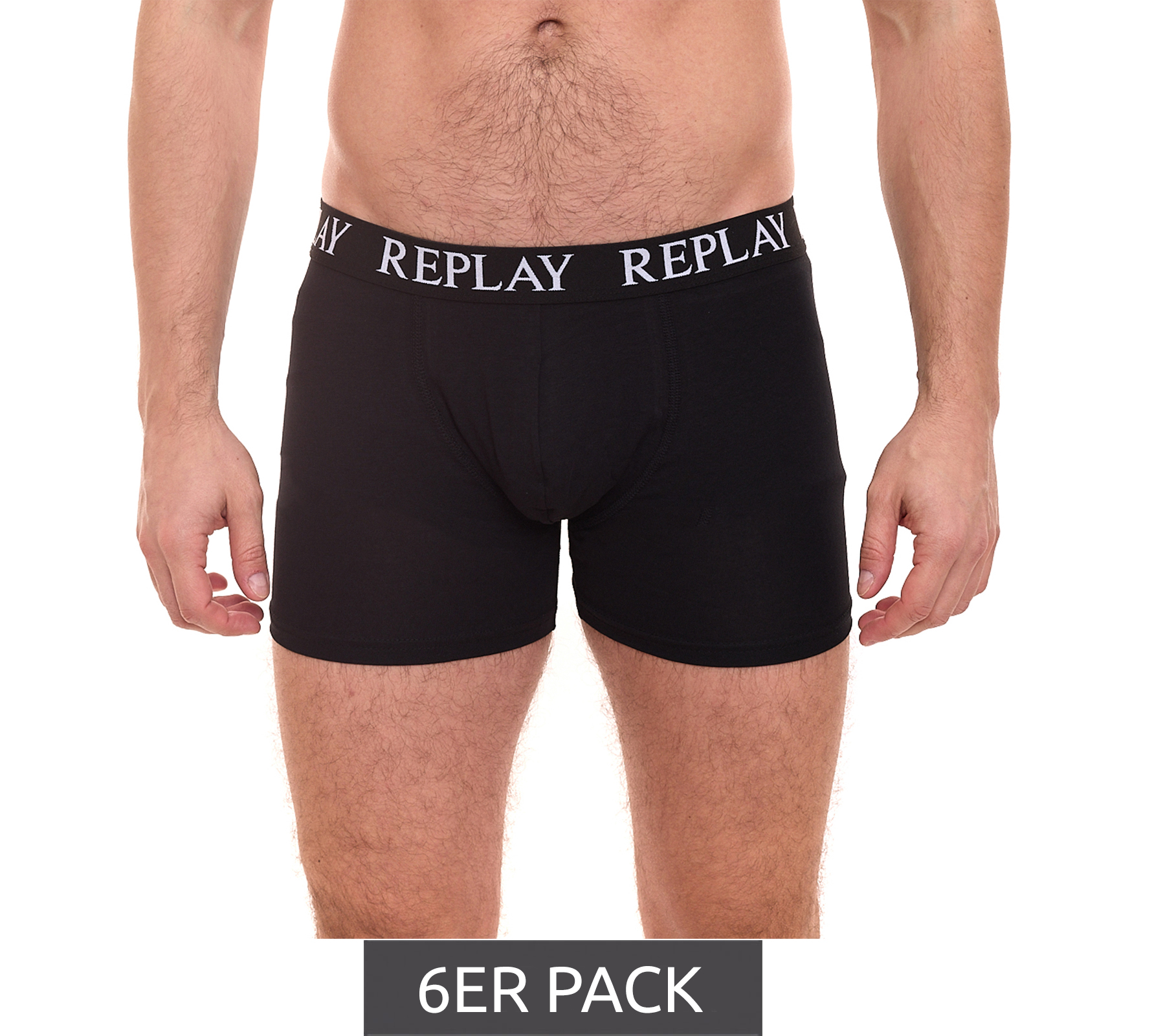 6er Pack REPLAY Herren Retro Boxershorts Baumwoll-Unterwäsche I101102-002 N011 Schwarz von REPLAY