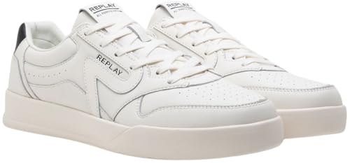 REPLAY Herren Cupsole Sneaker aus Leder, Weiß (Tofu 3104), 44 von Replay