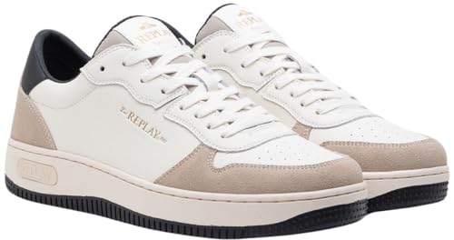 REPLAY Herren Cupsole Sneaker mit Branding, Weiß (White Beige 352), 43 von Replay