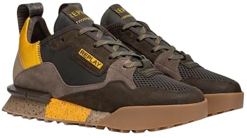 REPLAY Herren Field Classic Mix Sneaker, 2749 MIL Green Yellow, 46 EU von Replay