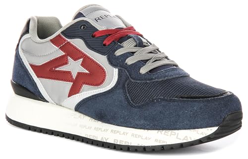 REPLAY Herren Fiber M Sense Sneaker, 290 Navy RED, 43 EU von REPLAY