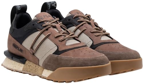 REPLAY Herren Sneaker mit Schnürsenkeln, Braun (Sand Black 3422), 45 von Replay