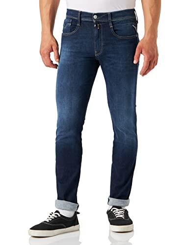 Replay Herren Jeans Anbass Slim-Fit Hyperflex Recycled mit Stretch, Dark Blue 007-1 (Blau), 30W / 32L von Replay