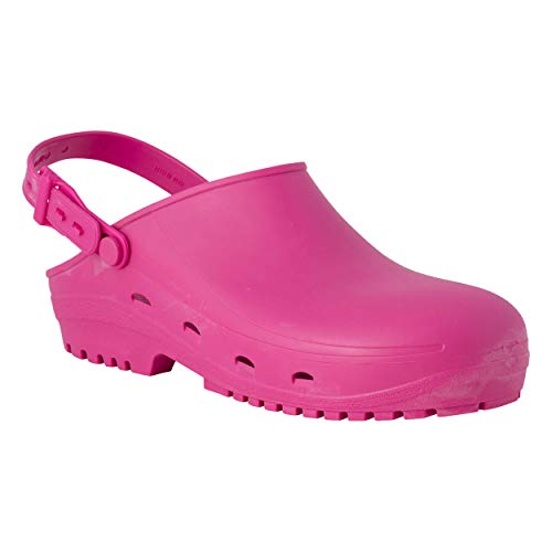 REPOSA MAX Clogs, Hygieneclogs, latexfrei, bequem, leicht, geschlossenes Obermaterial, anatomische Sohle, SRC-Sohle, Farbe Pink, Größe 35 von REPOSA