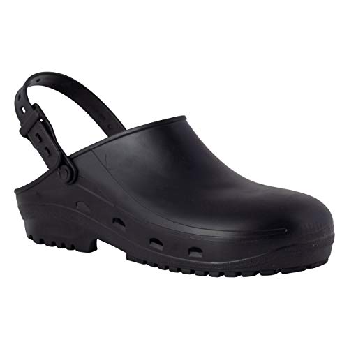 REPOSA Safe Hygienische Clogs, hygienische Clog Schuhe, natürliches antistatisches Polymer, latexfrei, bequem, geschlossenes Obermaterial, Seitenlöcher, anatomische Sohle SRC von REPOSA