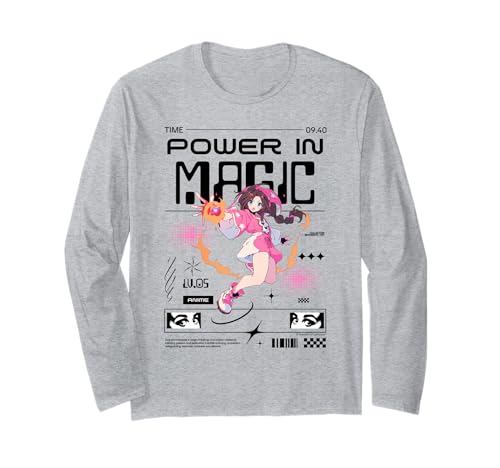 Anime Magisches Mädchen mit Feuerball-Energiekunst Langarmshirt von REPUBLIC OF CALIFORNIA