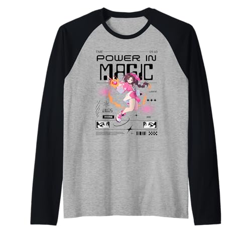 Anime Magisches Mädchen mit Feuerball-Energiekunst Raglan von REPUBLIC OF CALIFORNIA