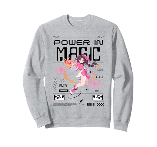 Anime Magisches Mädchen mit Feuerball-Energiekunst Sweatshirt von REPUBLIC OF CALIFORNIA
